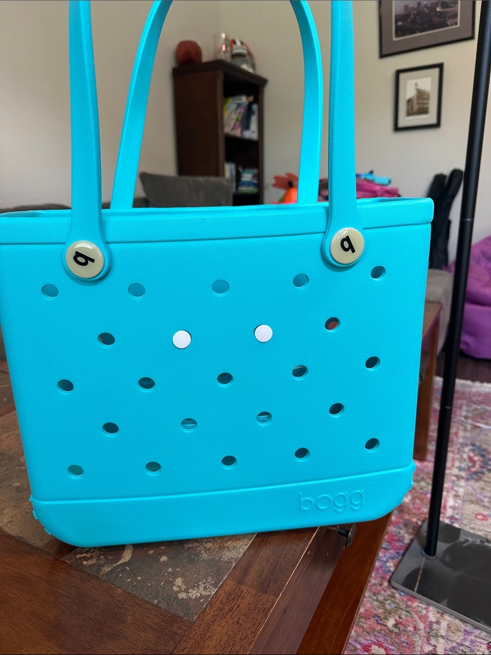 Baby Bogg Bag Turquoise Blue Tote + Clear Zipper Pouch Beach Pool